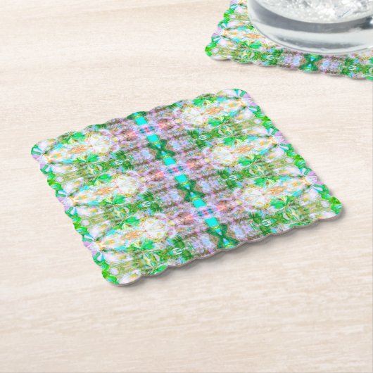 Ethnic Vintage Pattern – Elegant Boho Fantasy ペーパーコースター (アングル)