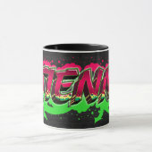 Etienne Vorname Name Graffiti red green Tasse マグカップ (中央)