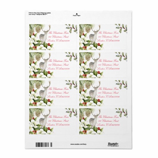 Etiket kerst hert ラベル (フルシート)