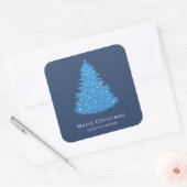Etiqueta adhesiva con árbol de Navidad azul スクエアシール (封筒)