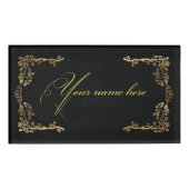 etiqueta con nombre  negro con dorado 名札 (正面)