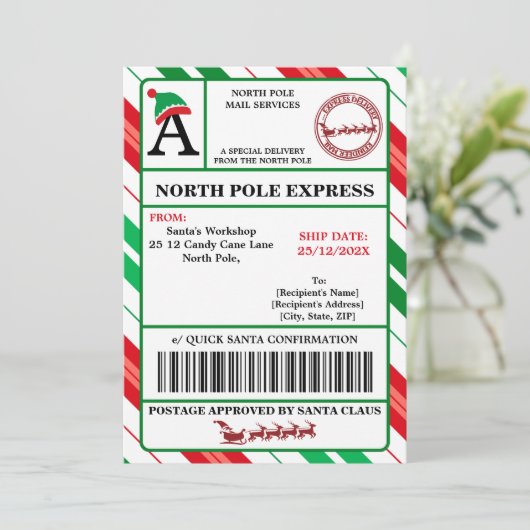 Etiqueta de envío de Papá Noel personalizable 招待状 (スタンド正面)