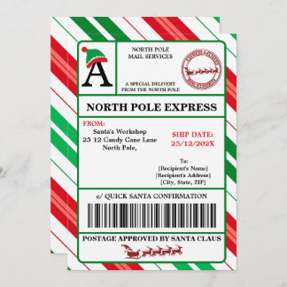 Etiqueta de envío de Papá Noel personalizable 招待状