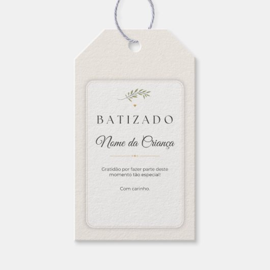 Etiqueta para Lembrança de Batizado Personalizada ギフトタグ (正面)
