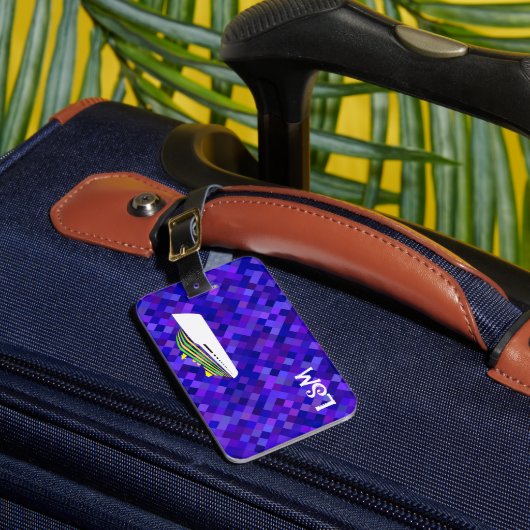 Etiqueta Para Maletas Cuadritos Azules Con Barco ラゲッジタグ (正面インサイチュ1)