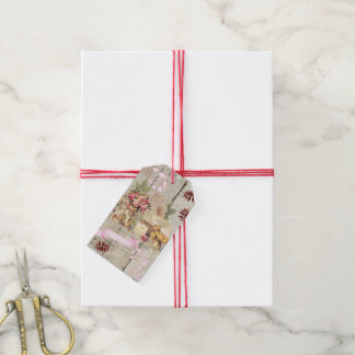 Etiquetas colgantes para regalos madera vintage ギフトタグ