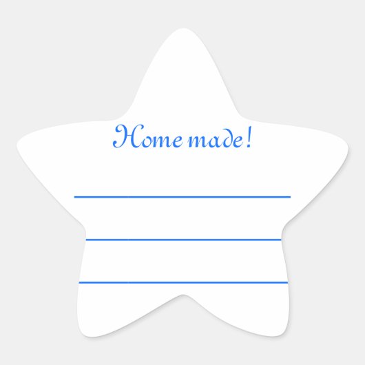 Etiquette confiture bleu "Home made" 星シール (正面)