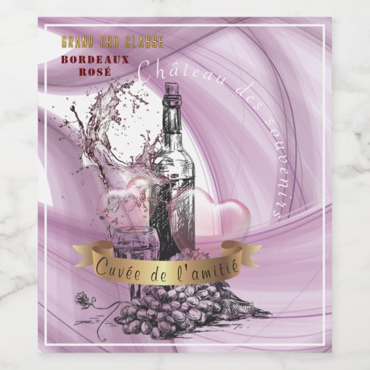 Étiquette de vin. Cuvée de l'amitié ワインラベル (シングルラベル)