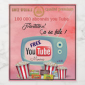 Étiquette de vin. Felicitation You Tube ワインラベル (シングルラベル)
