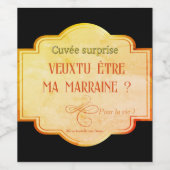 Étiquette de vin. Veux-tu être ma marraine ワインラベル (シングルラベル)