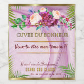 Étiquette de vin. Veux-tu être mon témoin ?! ワインラベル (シングルラベル)