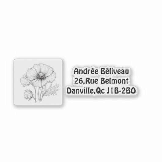 Étiquette personnalisable fleur de pavot シール (正面)