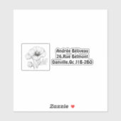 Étiquette personnalisable fleur de pavot シール (シート)