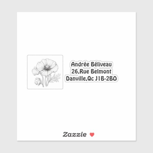 Étiquette personnalisable fleur de pavot シール (シート)