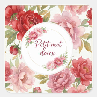 Étiquettes autocollantes florales Petit mot doux スクエアシール