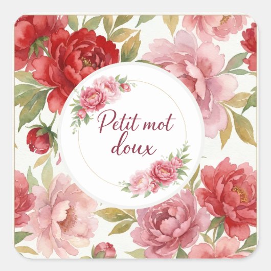 Étiquettes autocollantes florales Petit mot doux スクエアシール (正面)