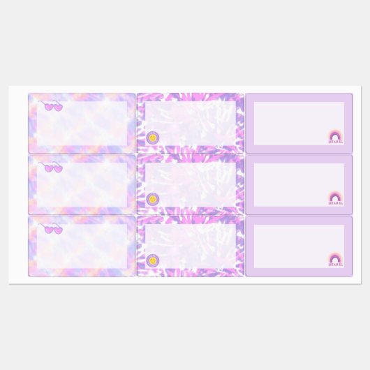 Etiquettes Autocollantes imperméables Tie Dye ラベル (シート)