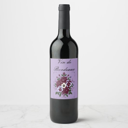 Étiquettes de Bouteille Bouquet de Violettes ワインラベル (正面)