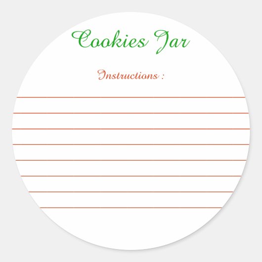 Etiquettes pour instructions de "Cookies Jar" ラウンドシール (正面)