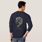 ETMの人のロゴの長袖T (青い) Tシャツ (裏面フル)