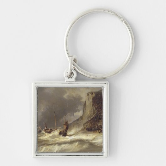 Etretat、ノルマンディー1851年の海岸の嵐 キーホルダー (正面)