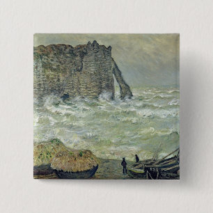 Etretat 1883年のクロード・モネ の荒海 缶バッジ