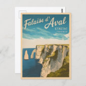 Etretat France Landscapeのヴィンテージ旅行崖 ポストカード (正面/裏面)