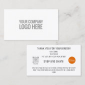 Etsyビジネスロゴロイヤリティありがとう割引カード ロイヤリティカード (正面/裏面)