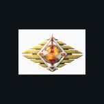 Etude12. Gateway 3d. キャンバスプリント<br><div class="desc">A unique artistic duo titled "Etude12. Gateway, " showcasing the evolution from a minimalist 2D vector symbol to a high-fidelity 3D conceptual masterpiece. The original graphic features bold geometric lines in yellow and red, while the 3D improvisation breathes life into the design, reimagining it as an ancient artifact crafted from...</div>