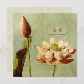 Etude de Fleurs Vintageの結婚式の正方形 招待状 (正面/裏面)