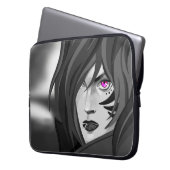 Étui motif guerrière aux yeux fuchsia ラップトップスリーブ (正面左)