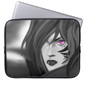 Étui motif guerrière aux yeux fuchsia ラップトップスリーブ (正面)