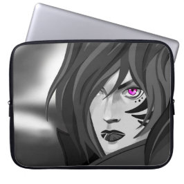 Étui motif guerrière aux yeux fuchsia ラップトップスリーブ