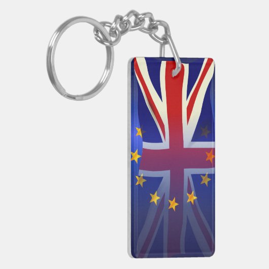 EUの旗上の衰退した英国国旗 キーホルダー (正面左)