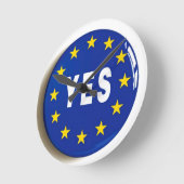 EUへのyes – 欧州連合滞在 ラウンド壁時計 (傾斜)