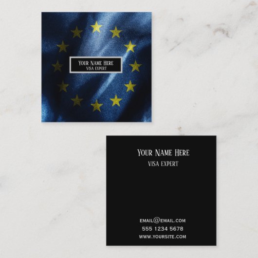 EUシルク国旗 スクエア名刺 (正面/裏面)