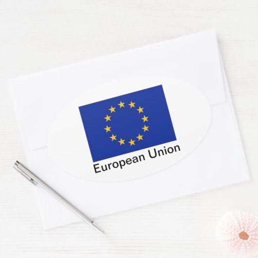 EU国旗の楕円形のシール 楕円形シール (封筒)