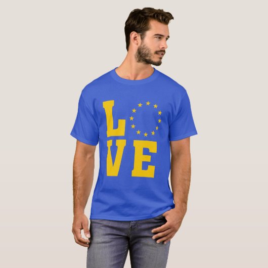 EU国旗、欧州連合、LOVE Tシャツ (正面フル)