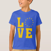 EU国旗、欧州連合、LOVE Tシャツ (正面)