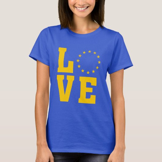 EU国旗、欧州連合、LOVE Tシャツ (正面)