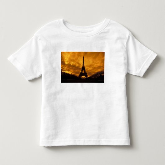 EU、フランス、パリ エッフェル塔 トドラーTシャツ (正面)