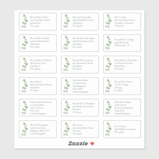 EucaIptus個々の受信者名アドレス シール (シート)