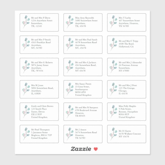 EucaIptus個アート々の受信者名アドレス シール (シート)