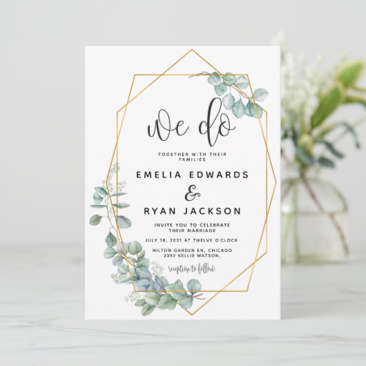 Eucalyptusフレーム結婚式招待状 招待状 (スタンド正面)