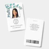 Eucalyptus従業員フォトバーコードロゴ名 バッジ (正面＆裏面)