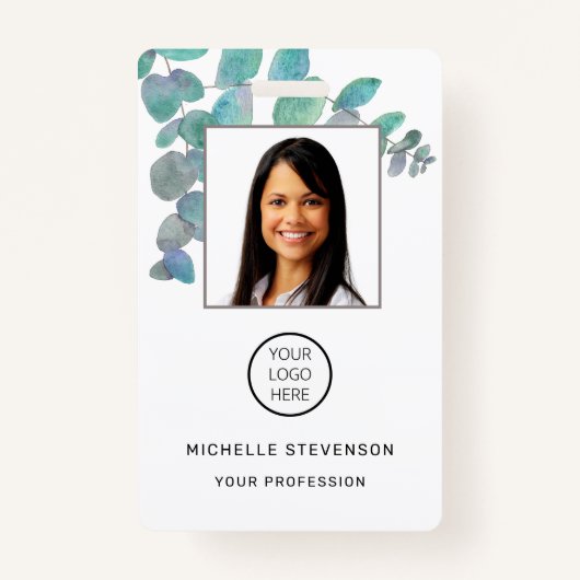 Eucalyptus従業員フォトバーコードロゴ名 バッジ (正面)