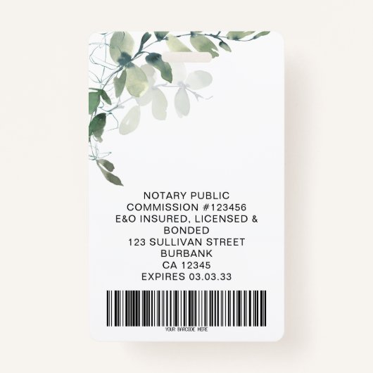 Eucalyptus従業員フォトロゴバーコード名 バッジ (裏面)