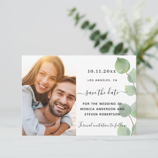 eucalyptus緑の写真の日付を保存結婚する (スタンド正面)