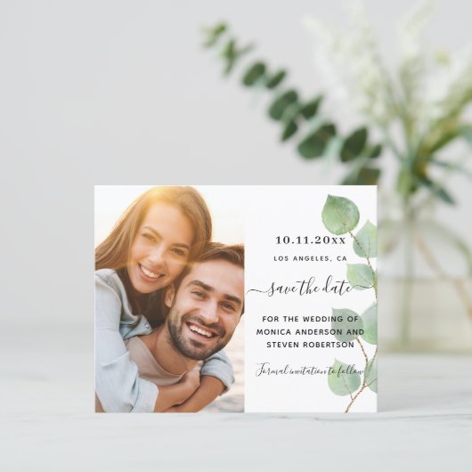 eucalyptus緑の写真の日付を保存結婚する (スタンド正面)