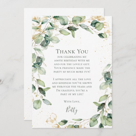 Eucalyptus 100th Birthday  サンキューカード (正面/裏面)
